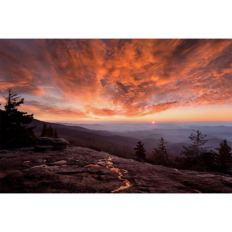 Mountain with Evening Glow Mural Decal Orange Contemporary Wall Art for Living Room Clearhalo 'Wall Decor' 'Wall Mural' 1501822