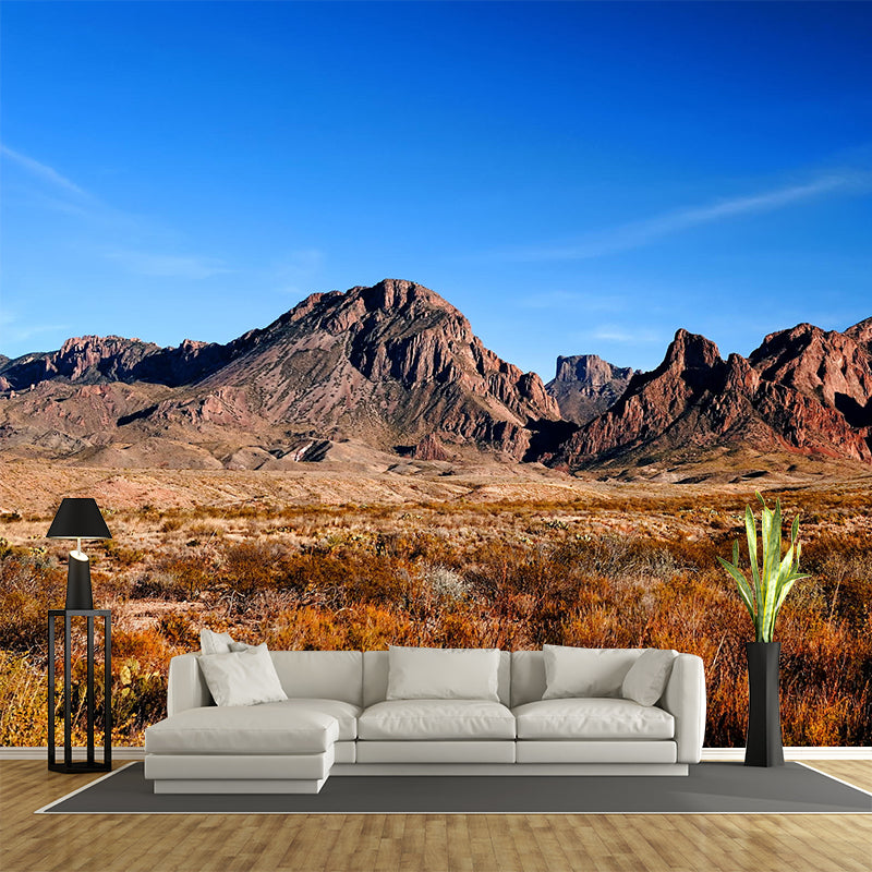 Modern Scenery Wall Mural Brown Mountain with Meadow in Fall Wall Decoration for Home Brown Clearhalo 'Wall Decor' 'Wall Mural' 1501834