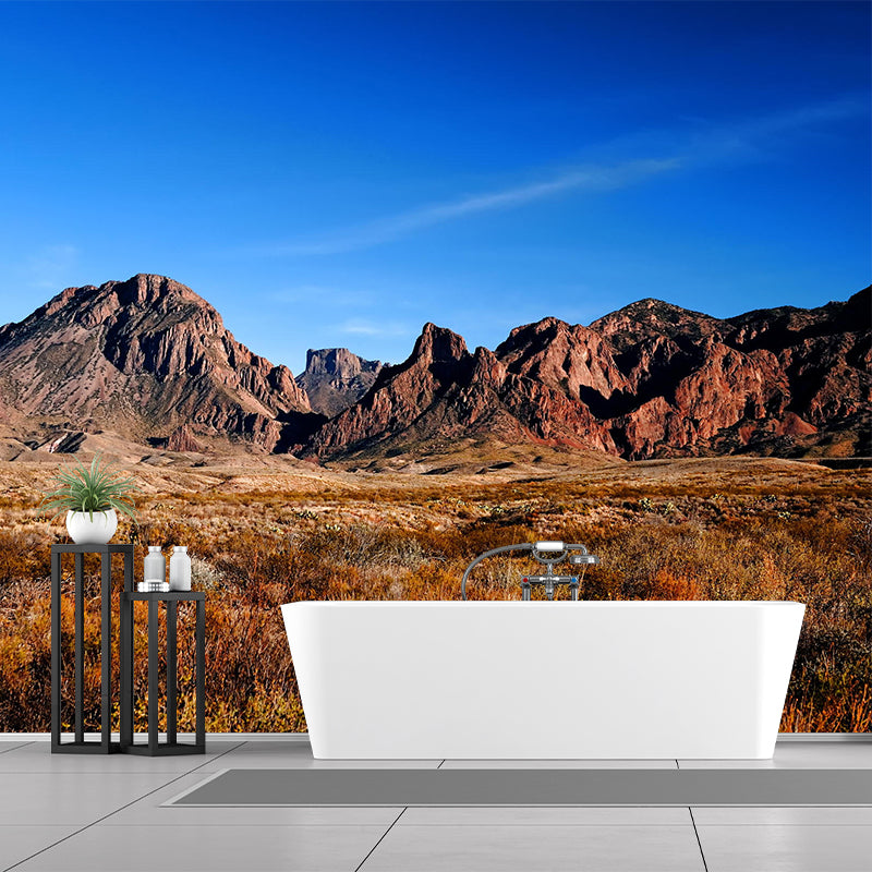 Modern Scenery Wall Mural Brown Mountain with Meadow in Fall Wall Decoration for Home Clearhalo 'Wall Decor' 'Wall Mural' 1501835