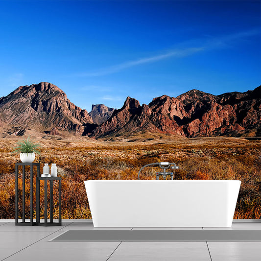 Modern Scenery Wall Mural Brown Mountain with Meadow in Fall Wall Decoration for Home Clearhalo 'Wall Decor' 'Wall Mural' 1501835