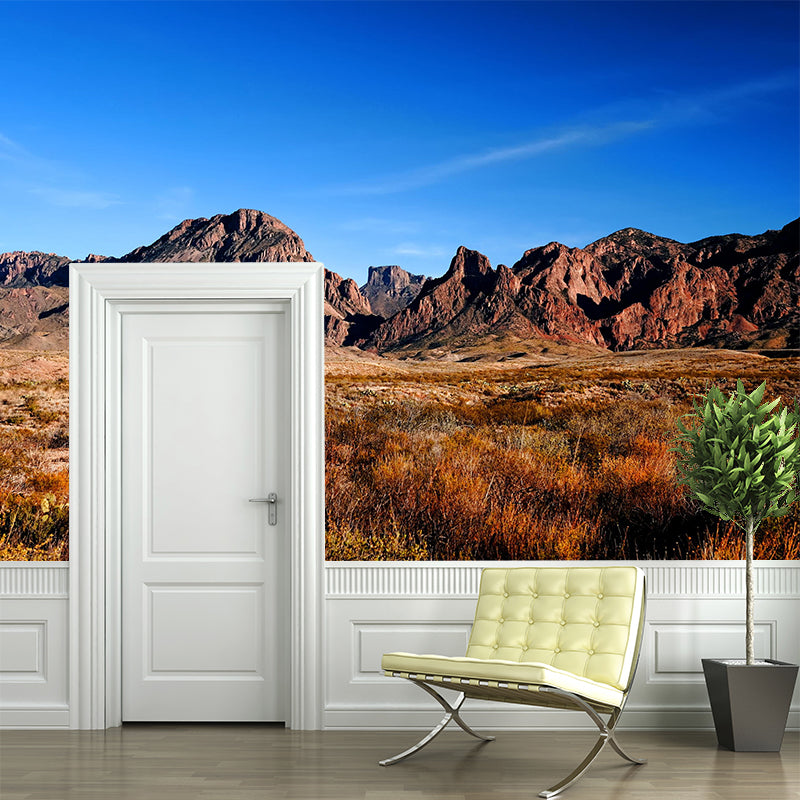 Modern Scenery Wall Mural Brown Mountain with Meadow in Fall Wall Decoration for Home Clearhalo 'Wall Decor' 'Wall Mural' 1501836