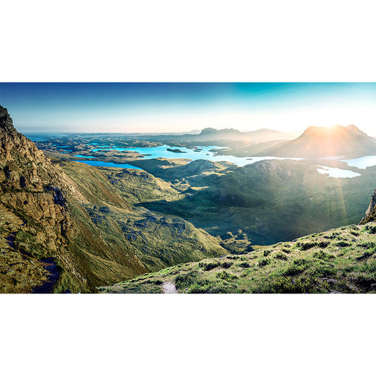 Green Sunshine Scenery Mural Mountain with Puddles Modern Washable Wall Covering Clearhalo 'Wall Decor' 'Wall Mural' 1501847