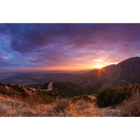 Purple Modernist Wallpaper Mural Big Sunset and Sinuous Road View from Mountain Wall Covering for Home Clearhalo 'Wall Decor' 'Wall Mural' 1501862