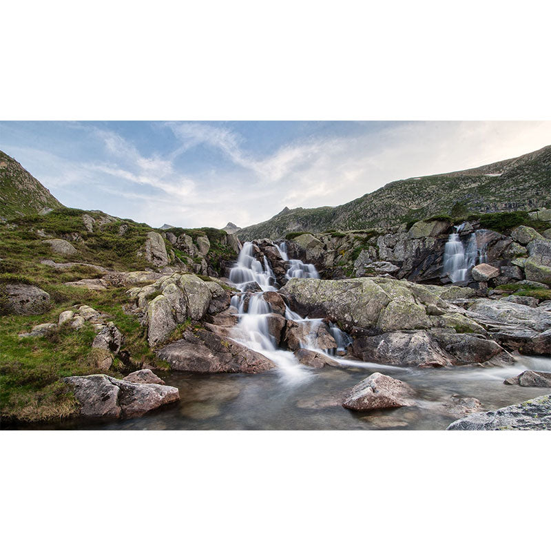 Modern Waterfalls Wallpaper Mural Brown Mountain and Rivulet Scenery Wall Covering Clearhalo 'Wall Decor' 'Wall Mural' 1501877