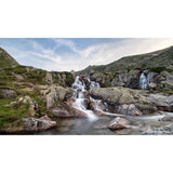 Modern Waterfalls Wallpaper Mural Brown Mountain and Rivulet Scenery Wall Covering
