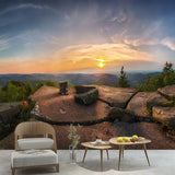 Huge Contemporary Mural Brown Sunset Stone Pavilion at Peak View Wall Decor, Custom Made Clearhalo 'Wall Decor' 'Wall Mural' 1501880