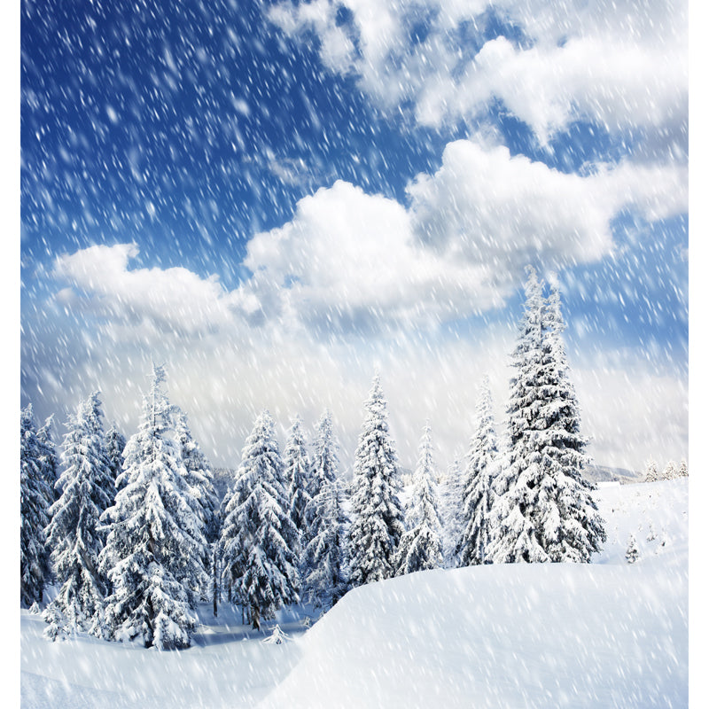 Large Snowing at Cypress Mural Stain-Resistant Modern Living Room Wall Covering, Blue Clearhalo 'Wall Decor' 'Wall Mural' 1502087