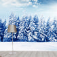 Blue Snowy Pine Trees Mural Decal Moisture Resistant Nordic Living Room Wall Art Clearhalo 'Wall Decor' 'Wall Mural' 1502095