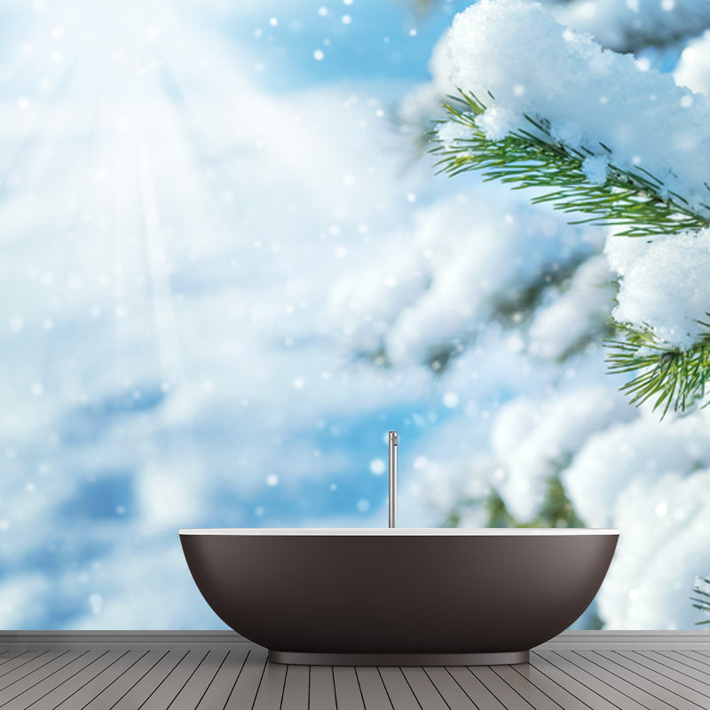 Photography Winter Rime Wall Mural Large Wall Art for Living Room, Custom Size Available White Clearhalo 'Wall Decor' 'Wall Mural' 1502129