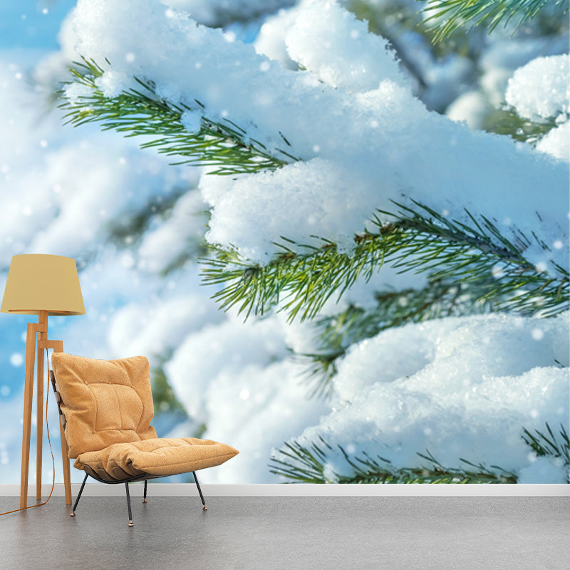 Photography Winter Rime Wall Mural Large Wall Art for Living Room, Custom Size Available Clearhalo 'Wall Decor' 'Wall Mural' 1502130