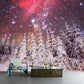 Magic Cypress Starry Night Mural Living Room Snowing Scenery Wall Decor, Custom Printed Clearhalo 'Wall Decor' 'Wall Mural' 1502140