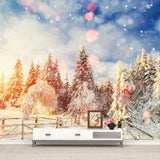 Full Size Modern Mural Decal Brown Snow Scene with Morning Sunlight Wall Covering, Custom Made Clearhalo 'Wall Decor' 'Wall Mural' 1502146