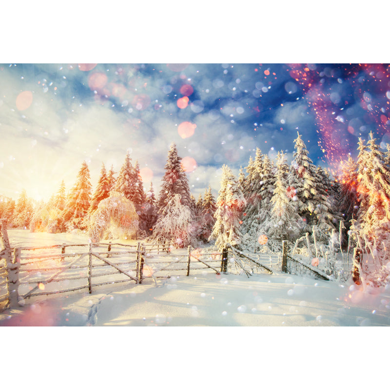 Full Size Modern Mural Decal Brown Snow Scene with Morning Sunlight Wall Covering, Custom Made Clearhalo 'Wall Decor' 'Wall Mural' 1502147