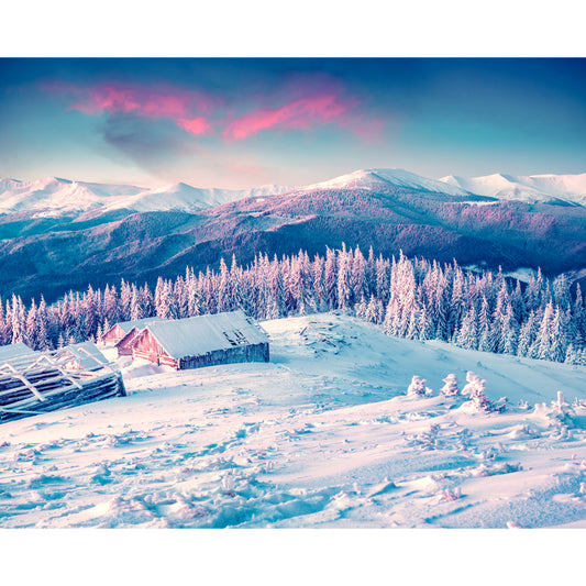 Scandinavian Snow Mountain Scenery Mural Blue Living Room Wall Art, Made to Measure Clearhalo 'Wall Decor' 'Wall Mural' 1502212