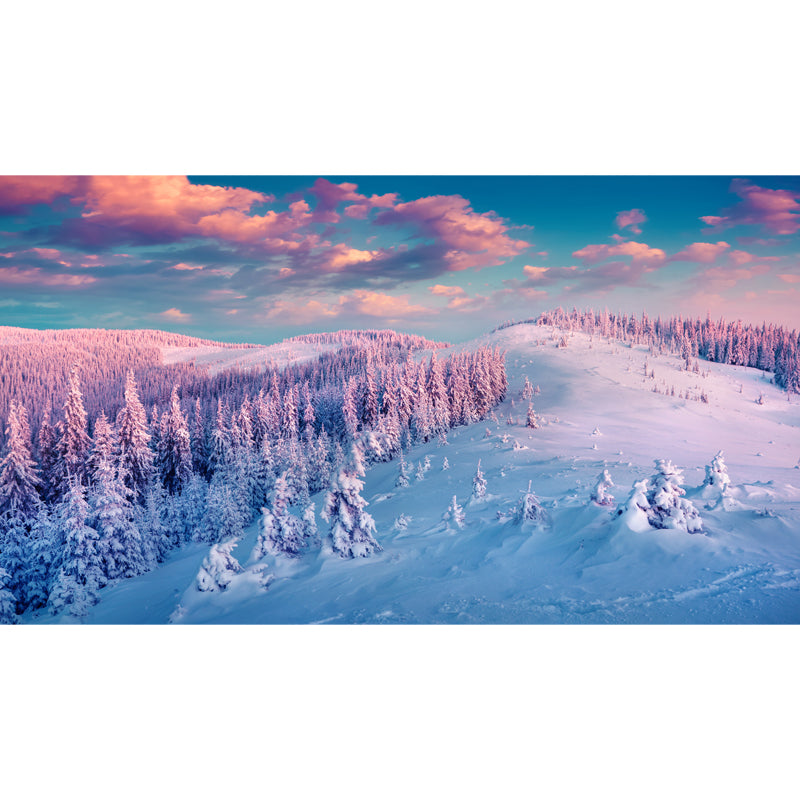 Modern Sundown Snow Landscape Mural Blue-Purple Moisture Resistant Wall Decor for Home Clearhalo 'Wall Decor' 'Wall Mural' 1502217