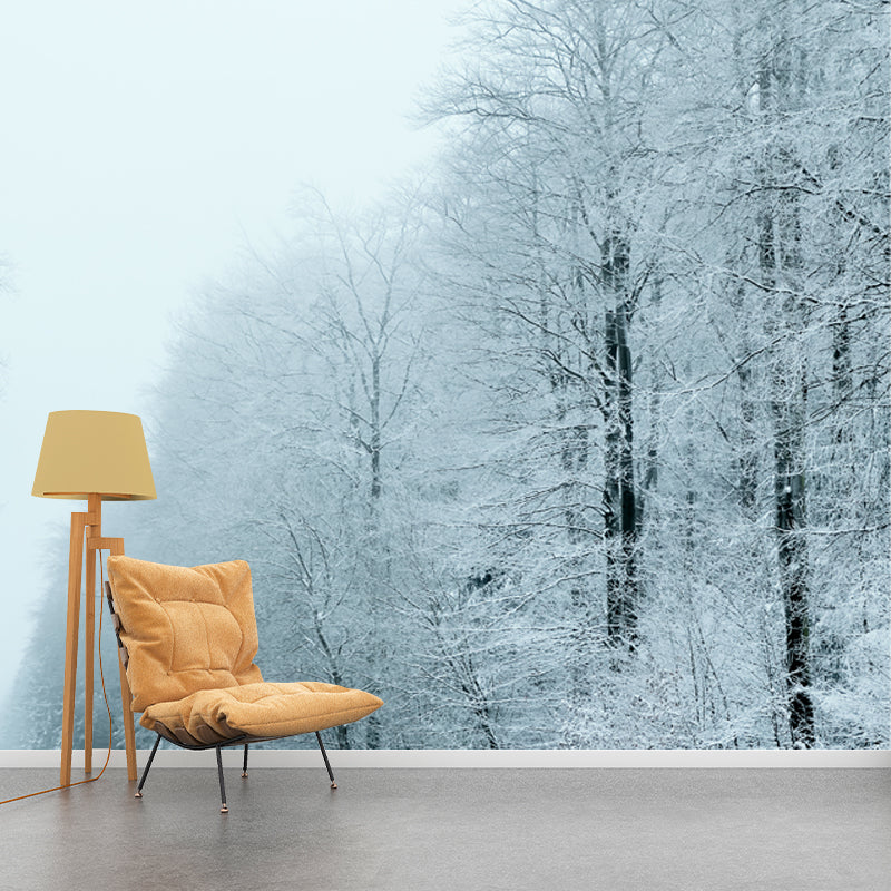 Photography Highway Snow Forest Mural Large Size Wall Covering for Home, Custom Print Clearhalo 'Wall Decor' 'Wall Mural' 1502230