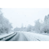 Large Road Curve Scene Mural for Bedroom Snow Forest Wall Decor in White, Washable Clearhalo 'Wall Decor' 'Wall Mural' 1502242