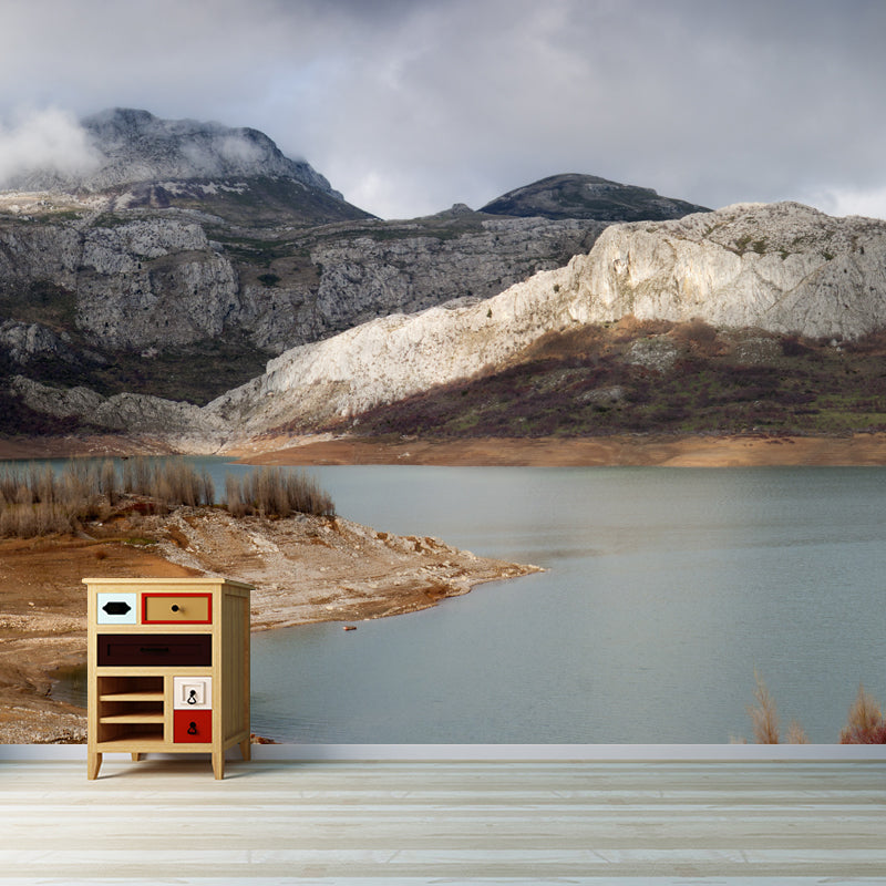 Huge Late Autumn Landscape Mural Stain-Proof Modern Living Room Wall Covering in Brown Brown Clearhalo 'Wall Decor' 'Wall Mural' 1502309