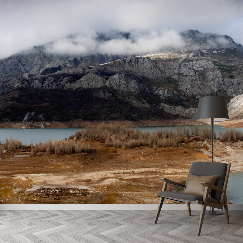 Huge Late Autumn Landscape Mural Stain-Proof Modern Living Room Wall Covering in Brown Clearhalo 'Wall Decor' 'Wall Mural' 1502310