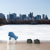 Photo Print Winter Metropolis Mural for Accent Wall, White, Customized Size Available