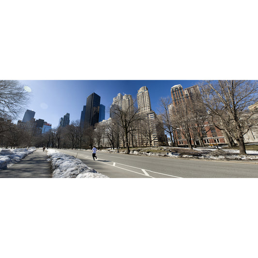 Contemporary Winter Street Scene Mural Brown Moisture Resistant Wall Art for Living Room Clearhalo 'Wall Decor' 'Wall Mural' 1502322