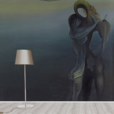 Blue Surrealist Wall Mural Full-Size Gradiva Finds the Anthropomorphic Ruins Wall Art Clearhalo 'Wall Decor' 'Wall Mural' 1502565