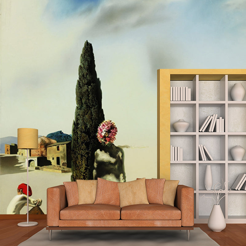 Green Necrophiliac Springtime Mural Decal Stain-Resistant Surrealist Bedroom Wall Decor Clearhalo 'Wall Decor' 'Wall Mural' 1502595