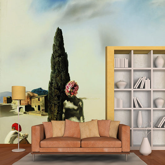 Green Necrophiliac Springtime Mural Decal Stain-Resistant Surrealist Bedroom Wall Decor Clearhalo 'Wall Decor' 'Wall Mural' 1502595