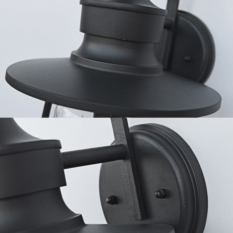 1 Bulb Armed Wall Mounted Light Fixture Vintage Black Clear Seedy Glass Lighting Clearhalo 'Industrial wall lights' 'Industrial' 'Middle century wall lights' 'Tiffany' 'Wall Lamps & Sconces' 'Wall Lights' Lighting' 150271