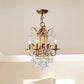 4 Lights Lantern Chandelier Lighting Classic Metal Ceiling Pendant in Gold with Beveled Crystal Droplet Clearhalo 'Ceiling Lights' 'Chandeliers' Lighting' options 1503025