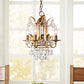 4 Lights Lantern Chandelier Lighting Classic Metal Ceiling Pendant in Gold with Beveled Crystal Droplet Clearhalo 'Ceiling Lights' 'Chandeliers' Lighting' options 1503026