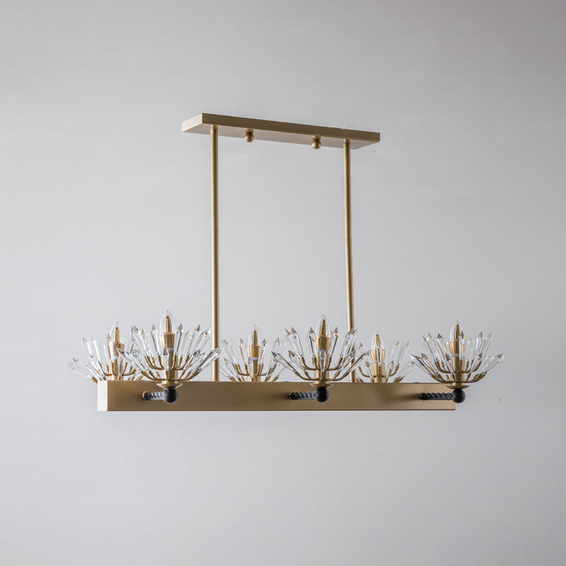 Black Sputnik Island Light Fixture Simple Cut Crystal 6 Bulbs Ceiling Pendant for Restaurant Clearhalo 'Ceiling Lights' 'Island Lights' Lighting' 1503058