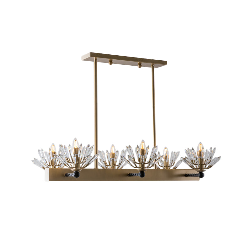 Black Sputnik Island Light Fixture Simple Cut Crystal 6 Bulbs Ceiling Pendant for Restaurant Clearhalo 'Ceiling Lights' 'Island Lights' Lighting' 1503059