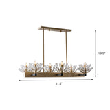 Black Sputnik Island Light Fixture Simple Cut Crystal 6 Bulbs Ceiling Pendant for Restaurant Clearhalo 'Ceiling Lights' 'Island Lights' Lighting' 1503060