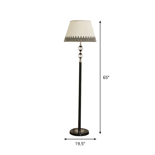 Clear Crystal Globe Stand Up Lamp Modernist 1-Light Black Floor Lighting with Barrel Fabric Shade Clearhalo 'Floor Lamps' 'Lamps' Lighting' 1503096