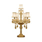 5/6 Heads Candelabra Table Light Traditional Gold Crystal Droplets Nightstand Lamp with/without White Bell Fabric Shade Clearhalo 'Lamps' 'Table Lamps' Lighting' 1503142