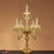 5/6 Heads Candelabra Table Light Traditional Gold Crystal Droplets Nightstand Lamp with/without White Bell Fabric Shade 5.0 Gold Shadeless Clearhalo 'Lamps' 'Table Lamps' Lighting' 1503144