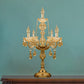 5/6 Heads Candelabra Table Light Traditional Gold Crystal Droplets Nightstand Lamp with/without White Bell Fabric Shade Clearhalo 'Lamps' 'Table Lamps' Lighting' 1503145