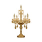5/6 Heads Candelabra Table Light Traditional Gold Crystal Droplets Nightstand Lamp with/without White Bell Fabric Shade Clearhalo 'Lamps' 'Table Lamps' Lighting' 1503147