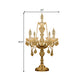5/6 Heads Candelabra Table Light Traditional Gold Crystal Droplets Nightstand Lamp with/without White Bell Fabric Shade Clearhalo 'Lamps' 'Table Lamps' Lighting' 1503148