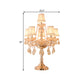 5/6 Heads Candelabra Table Light Traditional Gold Crystal Droplets Nightstand Lamp with/without White Bell Fabric Shade Clearhalo 'Lamps' 'Table Lamps' Lighting' 1503153