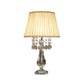 Beige/Burgundy/Sky Blue 1 Bulb Nightstand Lamp Traditional Clear Crystal Beads Bell/Pleated Shade Table Light for Bedroom Clearhalo 'Lamps' 'Table Lamps' Lighting' 1503266