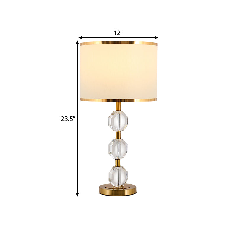 Beveled Crystal Gold Night Table Lamp Spherical 1 Bulb Traditional Fabric Desk Light for Bedroom Clearhalo 'Lamps' 'Table Lamps' Lighting' 1503298