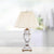 1 Bulb Night Stand Lighting with Tapered Shade Fabric Traditional Bedside Crystal Table Lamp in White Clear Clearhalo 'Lamps' 'Table Lamps' Lighting' 1503311