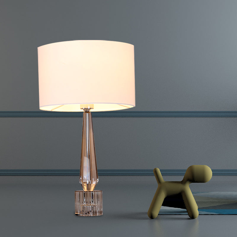 1 Head Shaded Night Table Lamp Traditional Spear Clear Crystal Table Light in Flaxen/White/Black for Living Room Clearhalo 'Lamps' 'Table Lamps' Lighting' 1503332