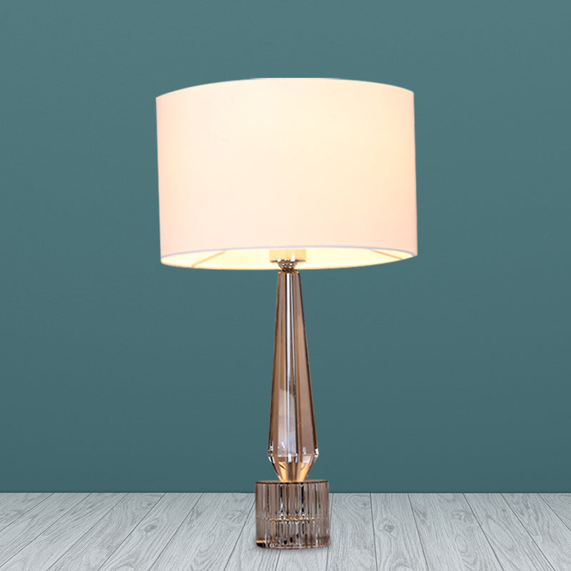 1 Head Shaded Night Table Lamp Traditional Spear Clear Crystal Table Light in Flaxen/White/Black for Living Room Clearhalo 'Lamps' 'Table Lamps' Lighting' 1503333