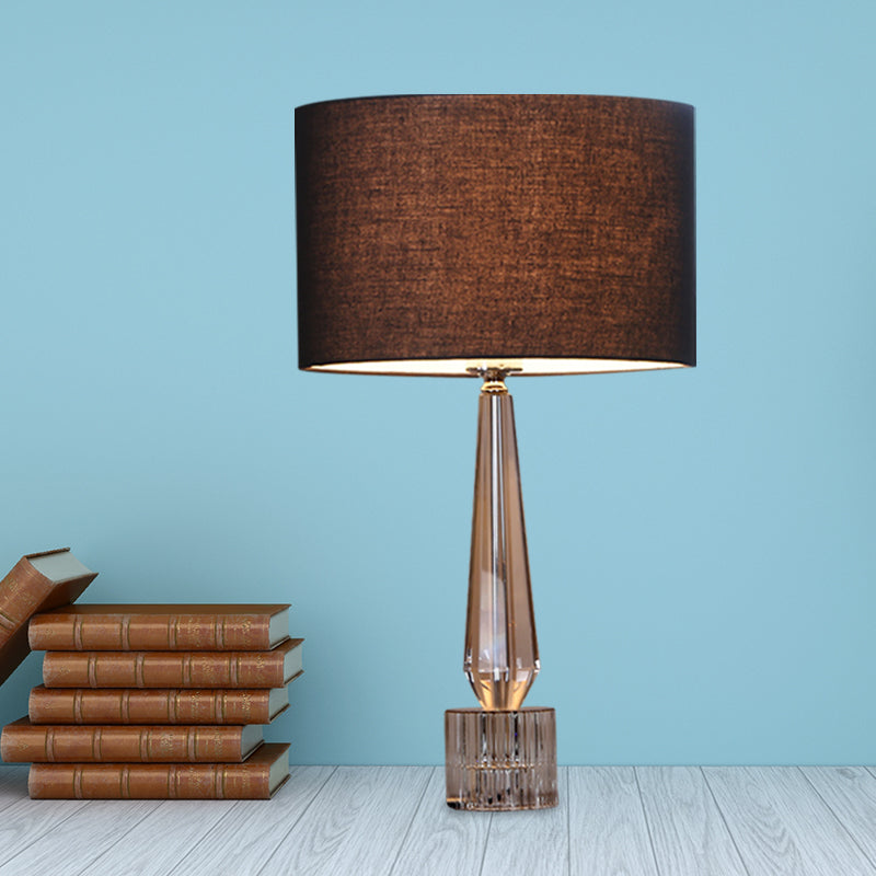 1 Head Shaded Night Table Lamp Traditional Spear Clear Crystal Table Light in Flaxen/White/Black for Living Room Clearhalo 'Lamps' 'Table Lamps' Lighting' 1503337