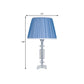 1 Bulb Tapered Pleated Shade Table Light Traditional Blue/Cream Gray/Beige Fabric Night Stand Lamp with Clear Crystal Base Clearhalo 'Lamps' 'Table Lamps' Lighting' 1503397