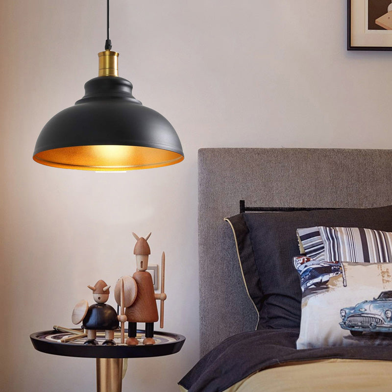 Vintage Domed Pendant Lighting 1 Light Metal Hanging Light in Black for Dining Room Black Clearhalo 'Art Deco Pendants' 'Black' 'Cast Iron' 'Ceiling Lights' 'Ceramic' 'Crystal' 'Industrial Pendants' 'Industrial' 'Metal' 'Middle Century Pendants' 'Pendant Lights' 'Pendants' 'Rustic Pendants' 'Tiffany' Lighting' 150340