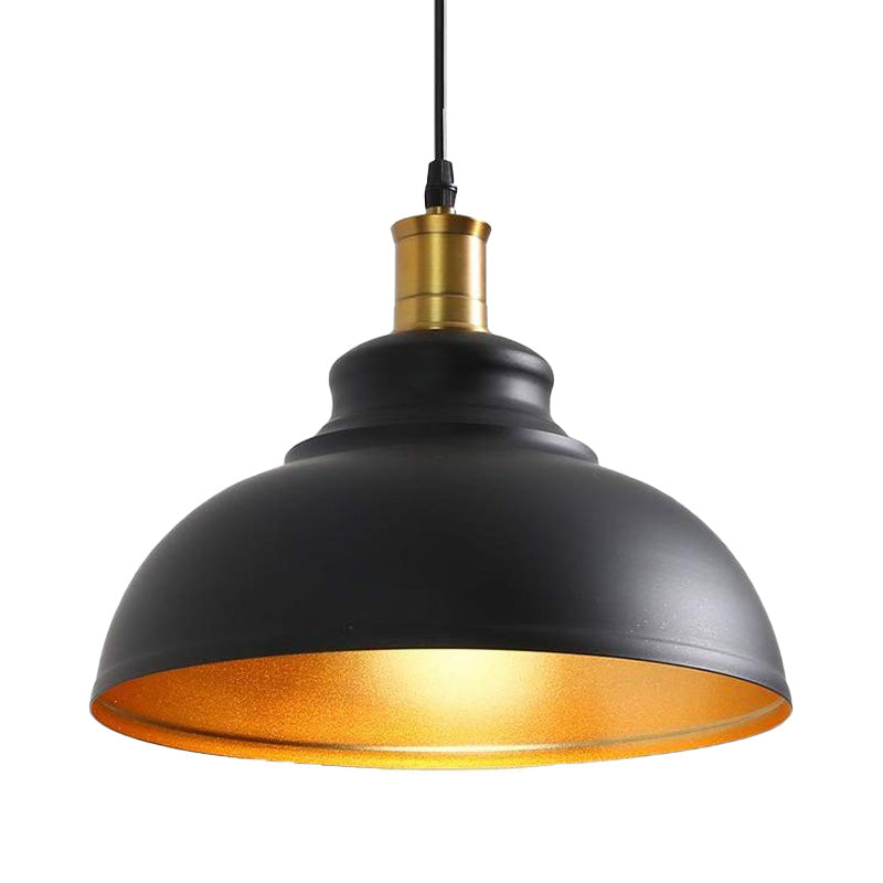 Vintage Domed Pendant Lighting 1 Light Metal Hanging Light in Black for Dining Room Clearhalo 'Art Deco Pendants' 'Black' 'Cast Iron' 'Ceiling Lights' 'Ceramic' 'Crystal' 'Industrial Pendants' 'Industrial' 'Metal' 'Middle Century Pendants' 'Pendant Lights' 'Pendants' 'Rustic Pendants' 'Tiffany' Lighting' 150342
